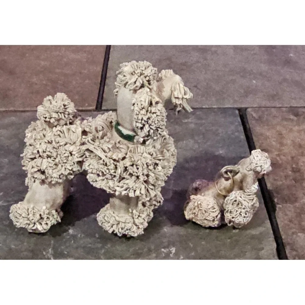 Vintage Spaghetti Poodle Dog Figurines Beige Porcelain Japan‎